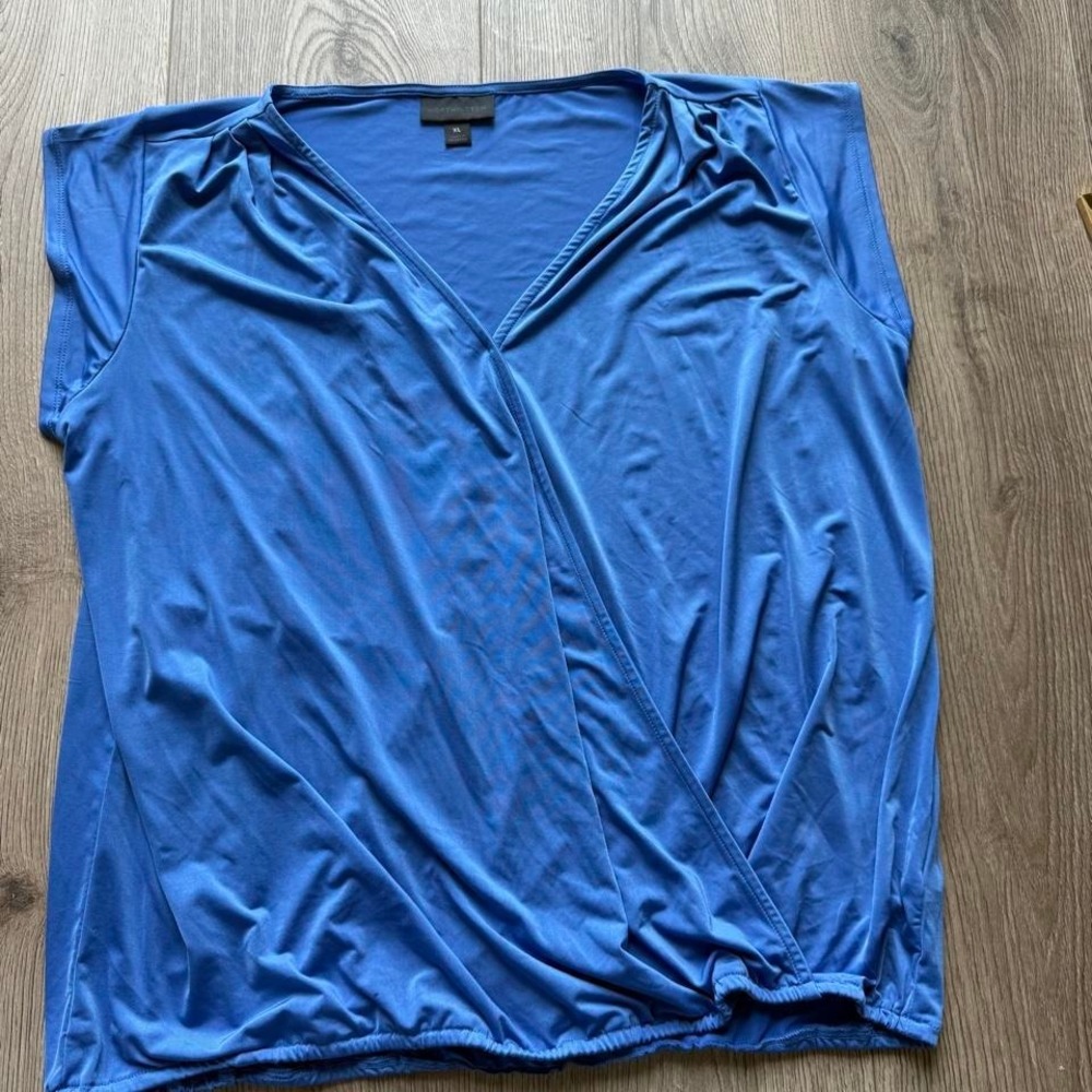 Worthington XL Cobalt Blue Surplice‎ Wrap Top Women's Business Casual Blouse